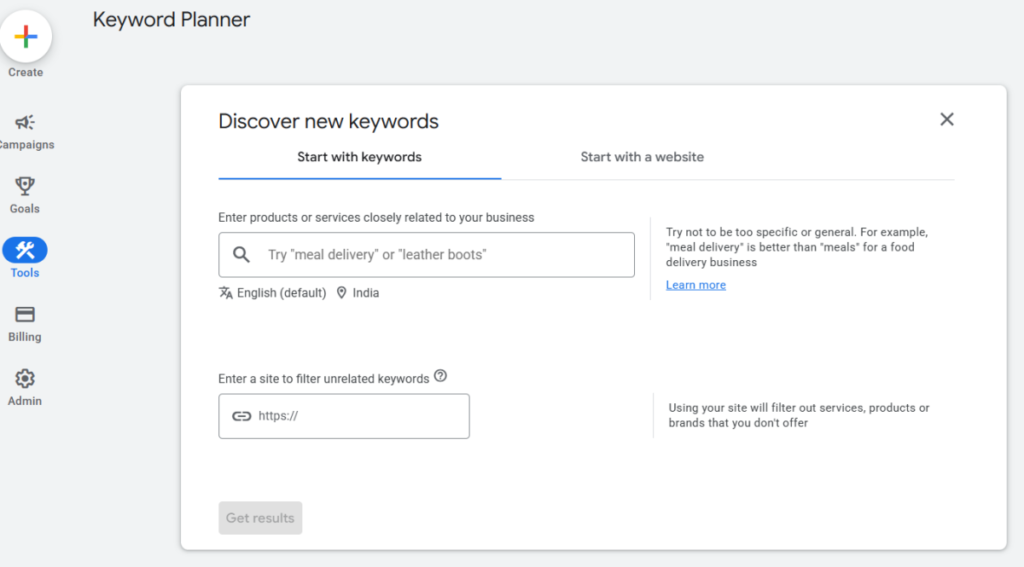 google keyword planner
