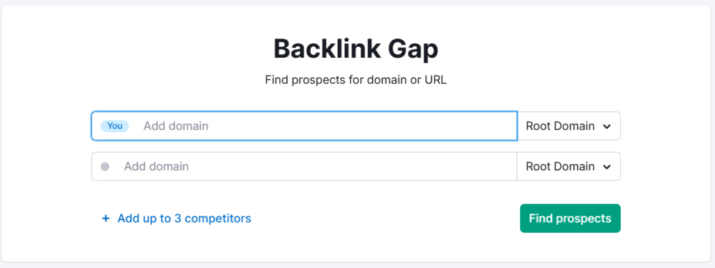 Semrush Backlink Gap