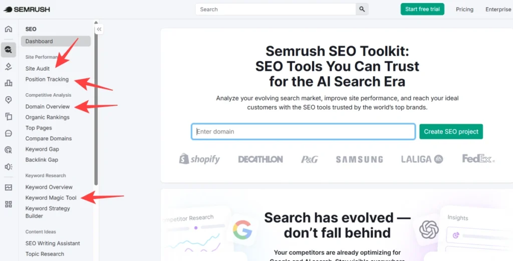 Semrush Dashboard