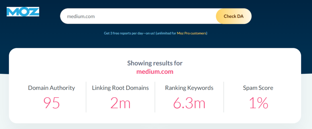 moz domain authority medium